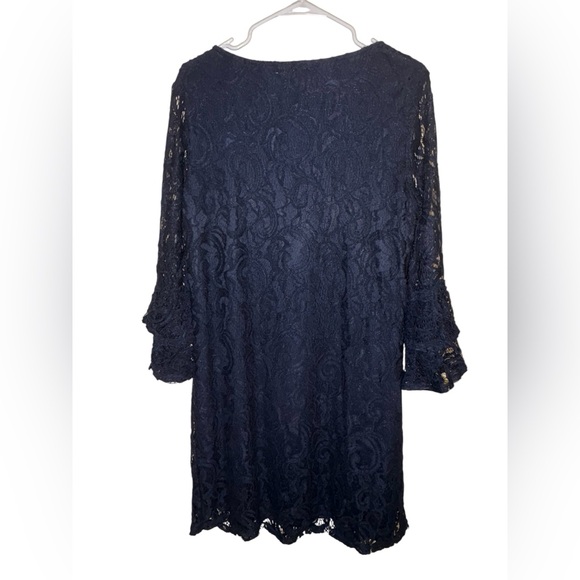 Tacera Navy Lace Overlay Dress 1X - Picture 2 of 6